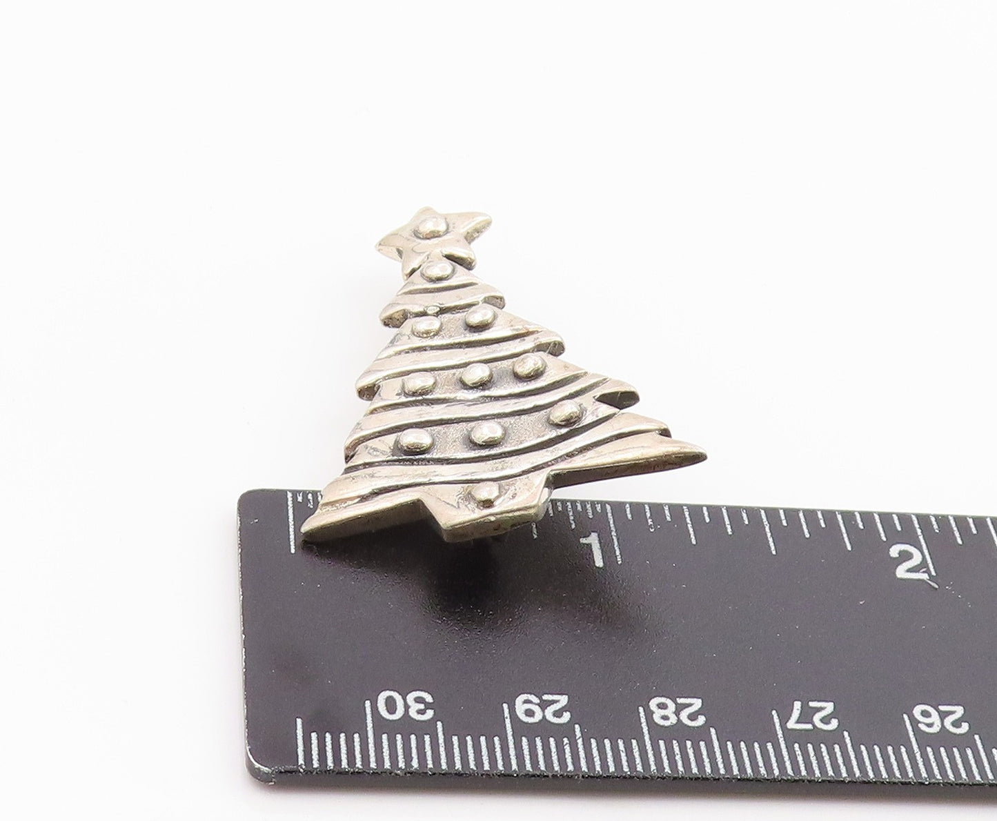 925 Sterling Silver Vintage Brooch Pin Classic Festive Christmas Tree  BP12463