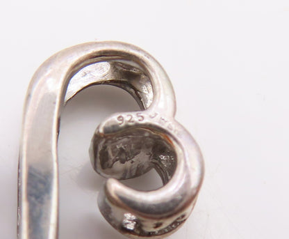925 Sterling Silver  Vintage Genuine Diamonds Infinity Heart Pendant  PT17161