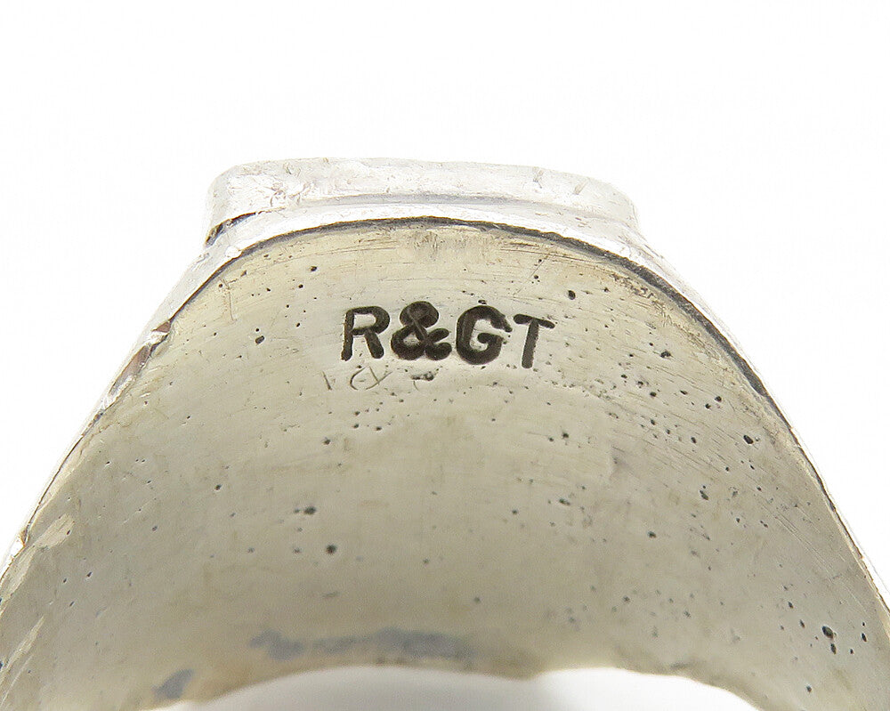 R&GT ZUNI 925 Silver  Vintage Mother Of Pearl Cocktail Ring Sz 12.5  RG18326