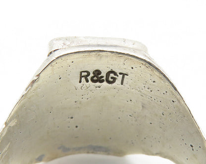 R&GT ZUNI 925 Silver  Vintage Mother Of Pearl Cocktail Ring Sz 12.5  RG18326