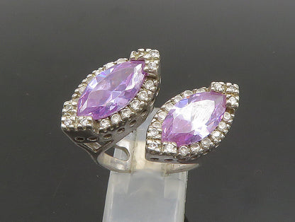 925 Sterling Silver  Vintage Purple Cubic Zirconia & Topaz Ring Sz 8  RG24340