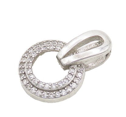 925 Sterling Silver  Vintage Shiny Topaz Open Circle Petite Pendant  PT14621