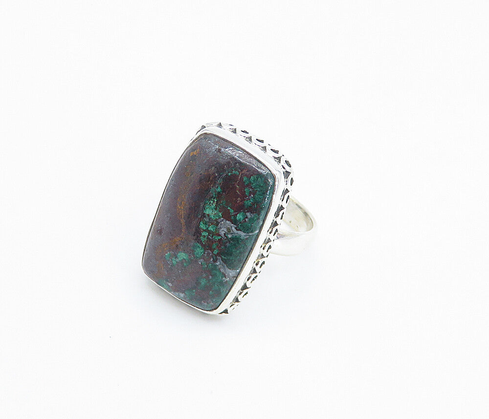 925 Sterling Silver  Cabochon Cut Jasper Square Cocktail Ring Sz 6  RG8525