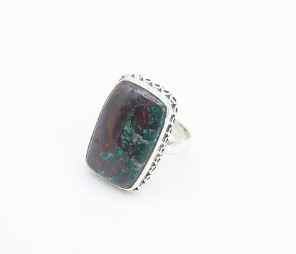 925 Sterling Silver  Cabochon Cut Jasper Square Cocktail Ring Sz 6  RG8525