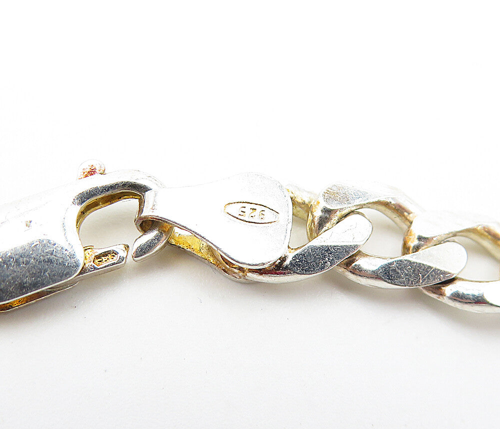 925 Sterling Silver  Vintage Shiny Minimalist Curb Link Chain Necklace  NE1156