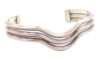 MEXICO 925 Sterling Silver  Vintage Dark Tone Split Shank Cuff Bracelet BT1813