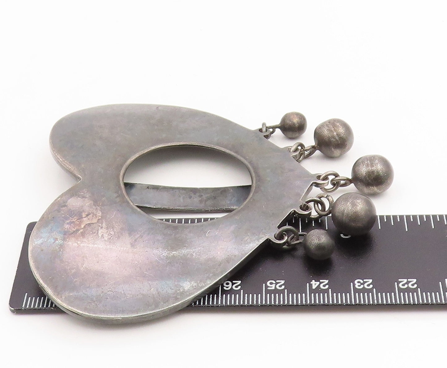 925 Sterling Silver Vintage Pendant IONE TISSOT Large Modern Love Heart  PT25895