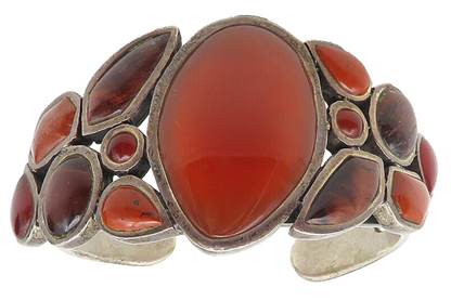 BARSE 925 Silver  Vintage Carnelian Jasper & Tiger's Eye Cuff Bracelet  BT4514