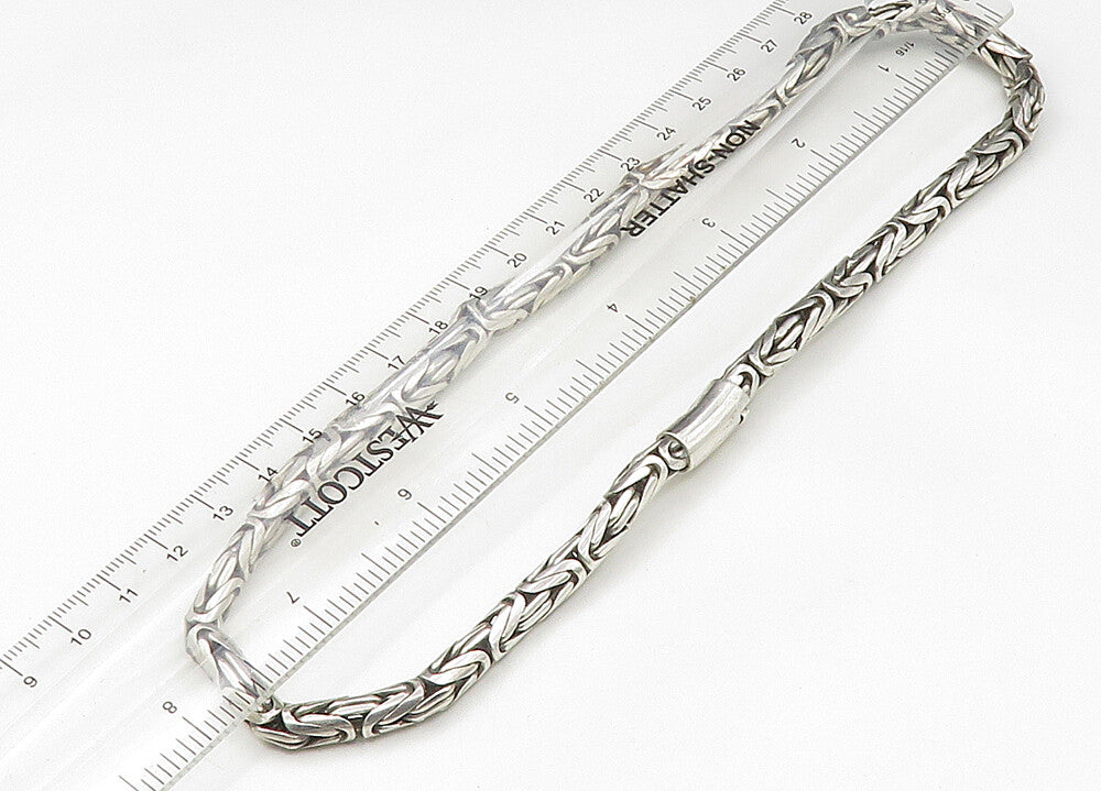 925 Sterling Silver  Vintage Minimalist Byzantine Link Chain Necklace  NE3726