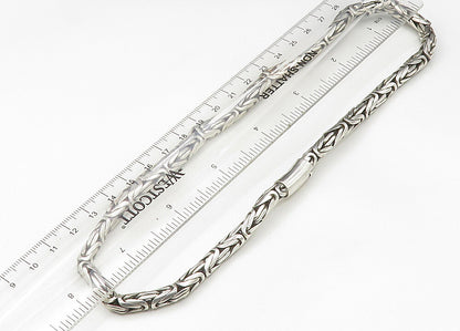 925 Sterling Silver  Vintage Minimalist Byzantine Link Chain Necklace  NE3726