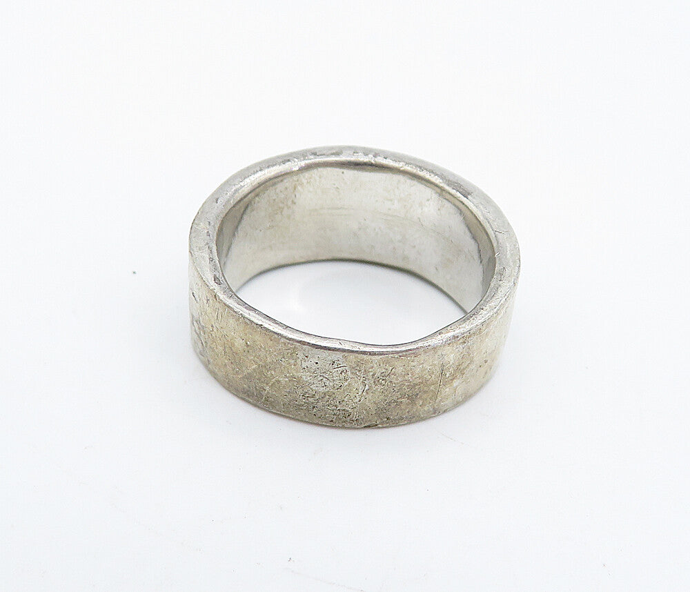 925 Sterling Silver Vintage Raised Elephant Pattern Band Ring Sz 6.5 RG4884