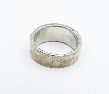 925 Sterling Silver Vintage Raised Elephant Pattern Band Ring Sz 6.5 RG4884