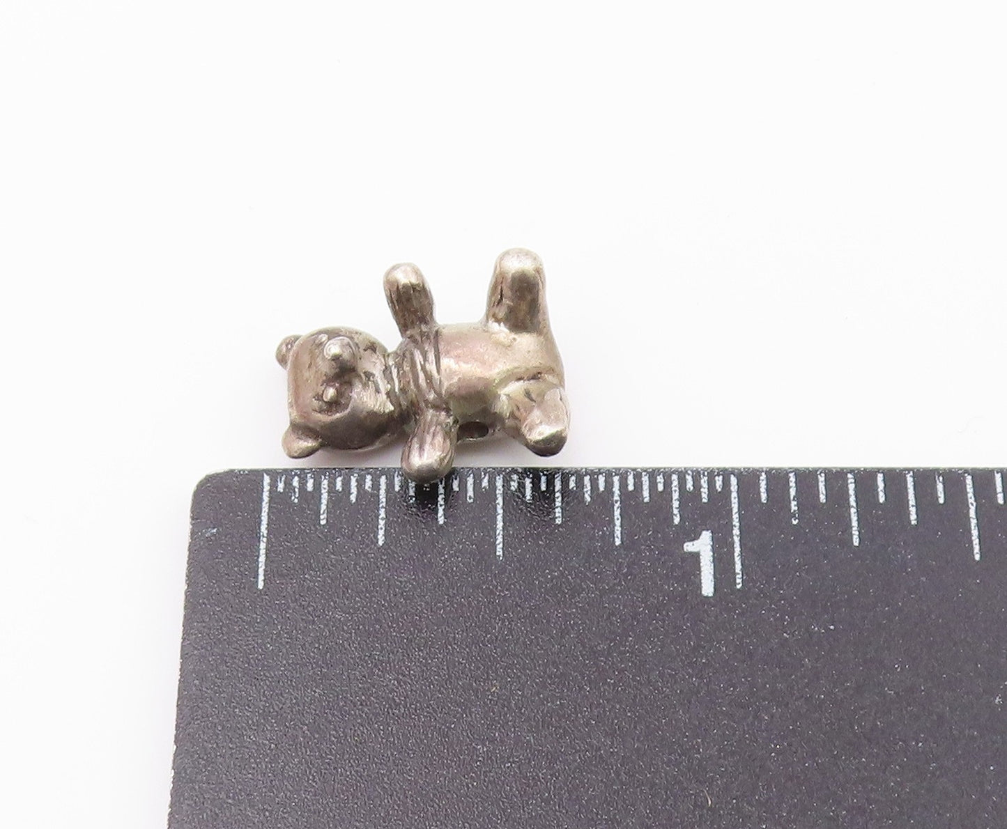 925 Sterling Silver  Vintage Petite Dark Tone Teddy Bear Pendant  PT17298