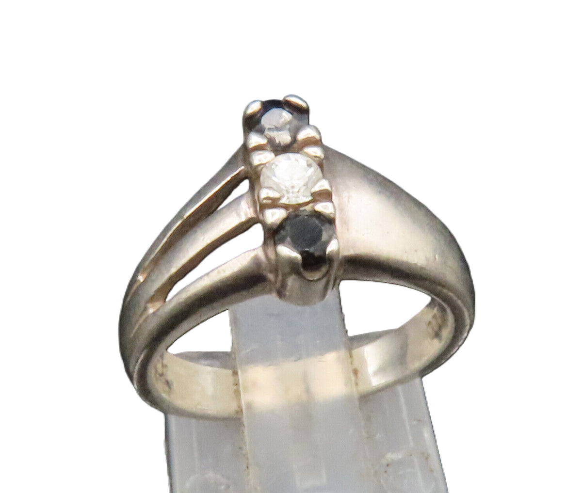 925 Silver  Vintage Spinel & Cubic Zirconia Split Shank Ring Sz 5  RG25208