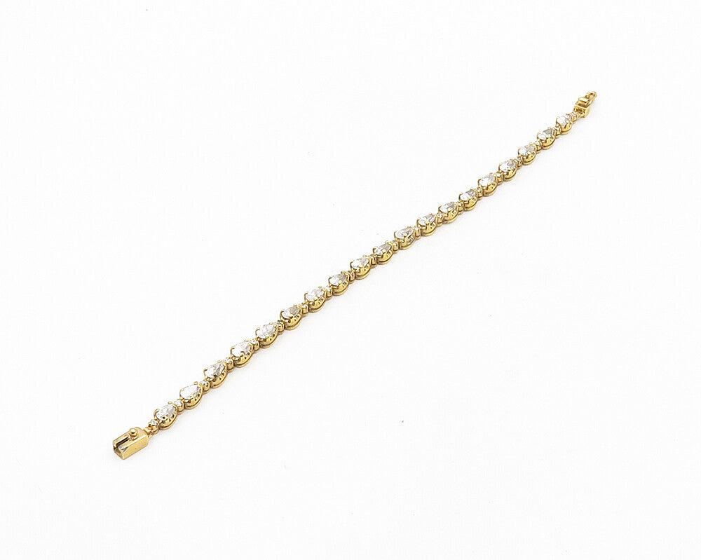 925 Sterling Silver  Shiny Cubic Zirconia Gold Plated Tennis Bracelet  BT7373