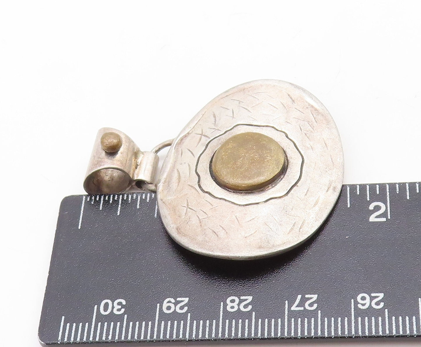 925 Sterling Silver Vintage Pendant Dark Tone Antique Design Carved   PT23731