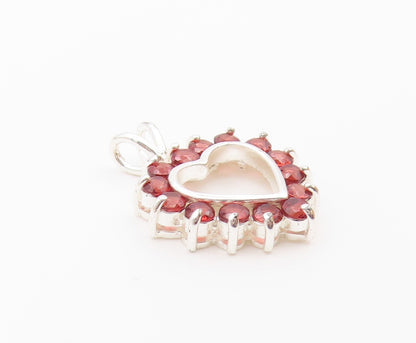 925 Sterling Silver  Vintage Pink Topaz Open Love Heart Pendant  PT18635