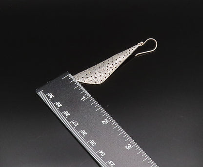 925 Silver  Vintage Fashion Hammered Open Holes Triangular Earrings  EG11984