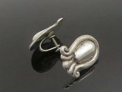 MEXICO 925 Silver  Vintage Antique Scalloped Non Pierced Earrings  EG11671