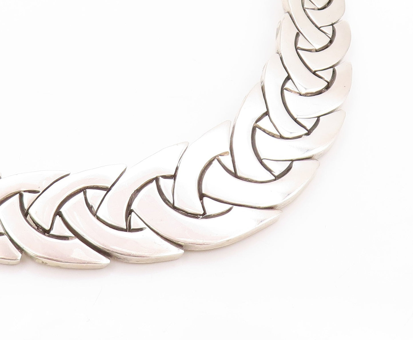 925 Sterling Silver Vintage Necklace Designer Graduated Link Band NE4570