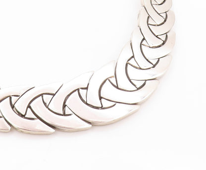 925 Sterling Silver Vintage Necklace Designer Graduated Link Band NE4570