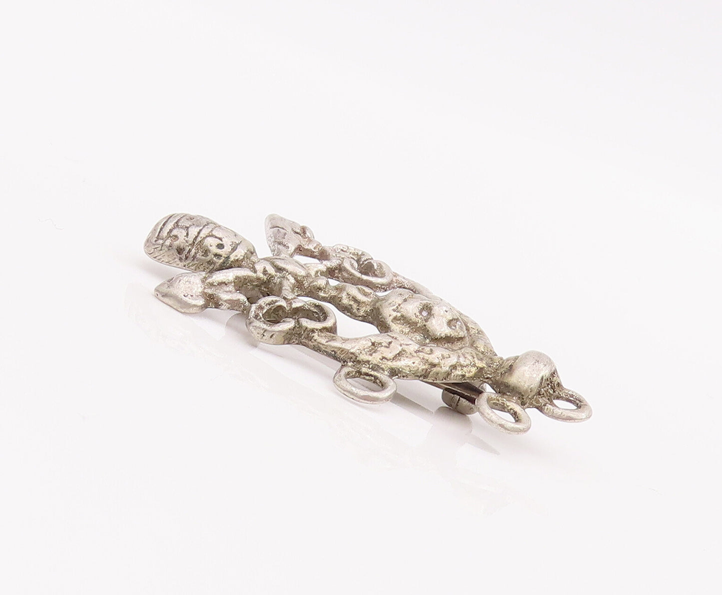 925 Sterling Silver Vintage Brooch Pin Solid Cutout Angel Holing Keys  BP11039