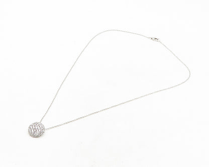925 Sterling Silver  Cubic Zirconia Encrusted Round Chain Necklace  NE1926