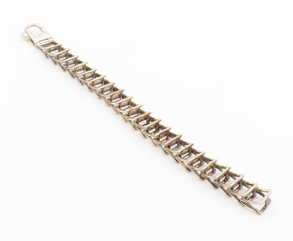 925 Sterling Silver Vintage Bracelet Classic Open Geometric Square Link  BT12197