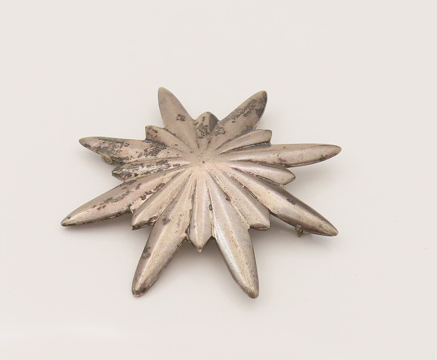 925 Sterling Silver  Vintage Minimalist Christmas Star Dome Brooch Pin BP10253