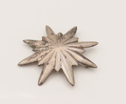 925 Sterling Silver  Vintage Minimalist Christmas Star Dome Brooch Pin BP10253