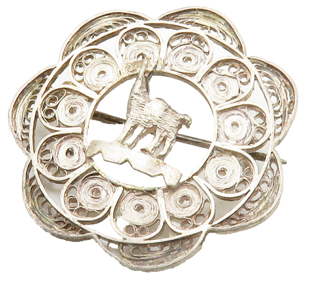 925 Sterling Silver  Vintage Antique Alpaca Filigree Detail Brooch Pin  BP4968