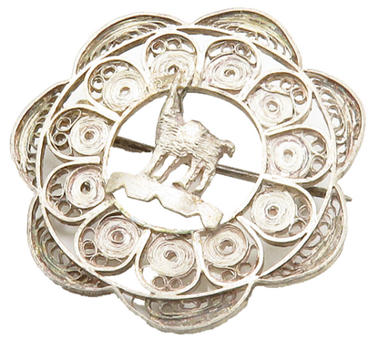 925 Sterling Silver  Vintage Antique Alpaca Filigree Detail Brooch Pin  BP4968