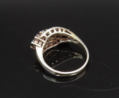 925 Silver  Vintage Sparkly Spinel & Cubic Zirconia Swirl Ring Sz 7  RG26038