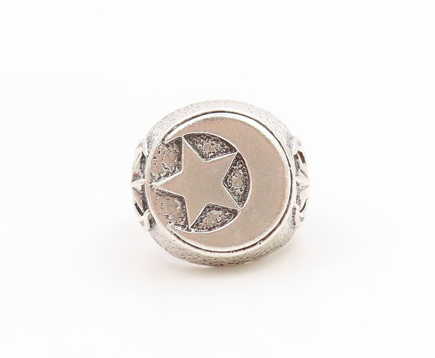925 Sterling Silver Vintage Ring Solid Celestial Star & Moon Band  Sz 8  RG36095