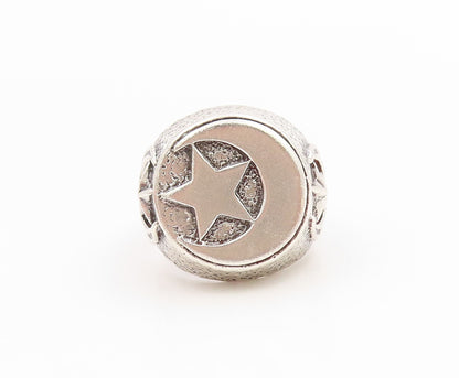 925 Sterling Silver Vintage Ring Solid Celestial Star & Moon Band  Sz 8  RG36095