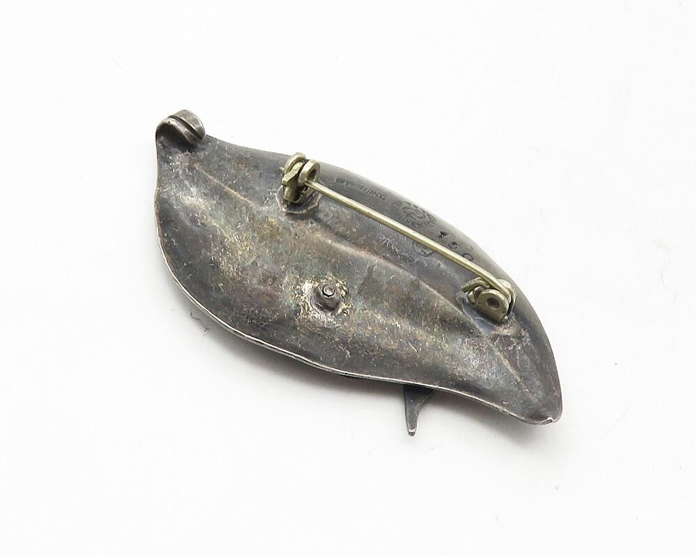 PEDRO CASTILLO TAXCO 925 Silver Vintage Oxidized Floral Leaf Brooch Pin BP3863