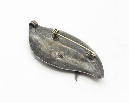 PEDRO CASTILLO TAXCO 925 Silver Vintage Oxidized Floral Leaf Brooch Pin BP3863