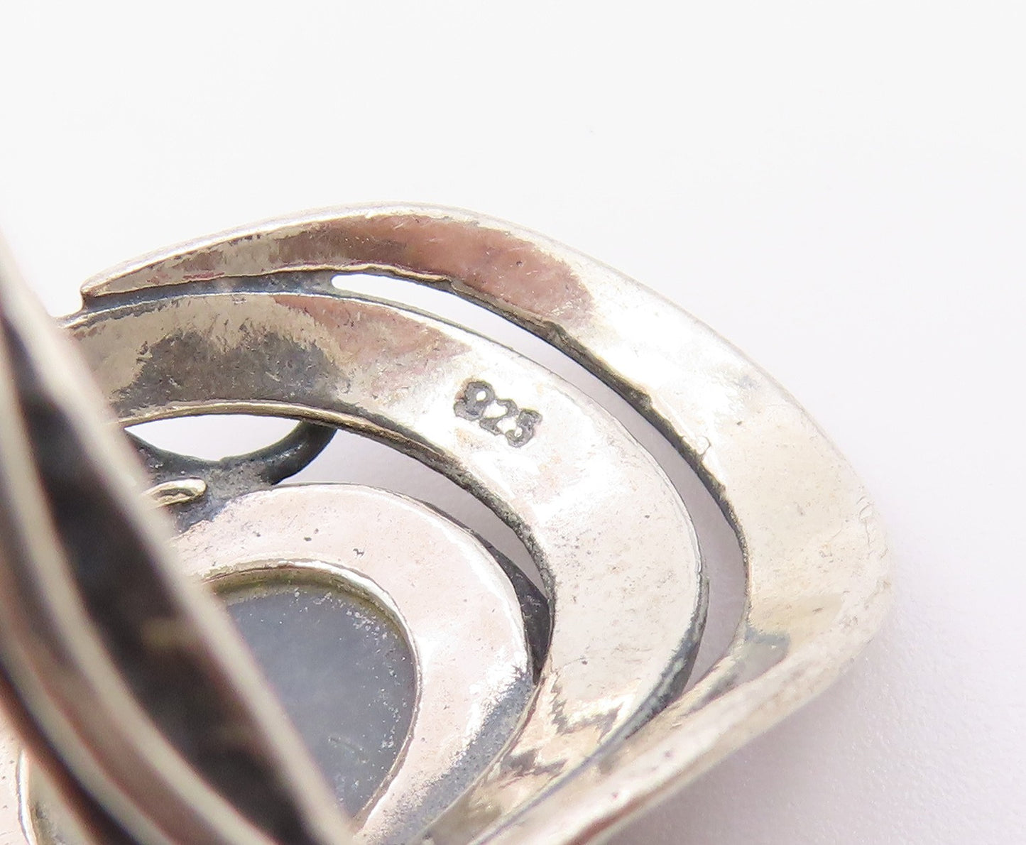 925 Sterling Silver Vintage Ring OR PAZ ISRAEL Drusy Quartz Band Sz 8.5 RG36450