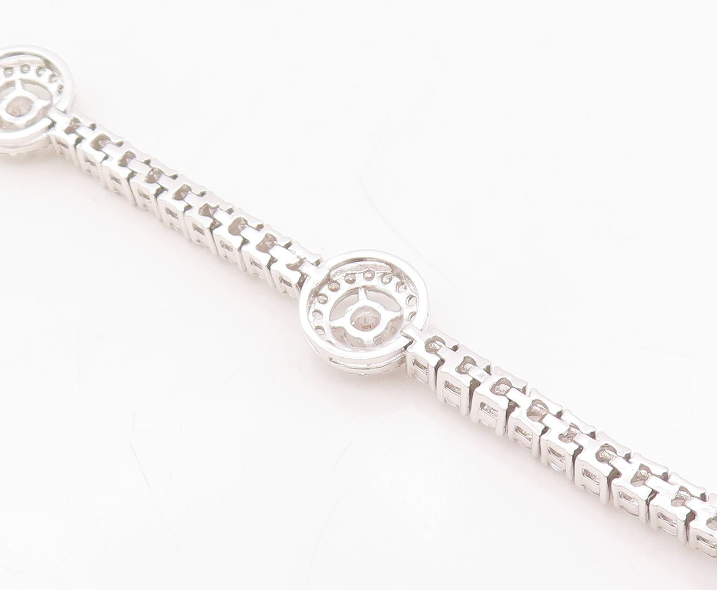 925 Sterling Silver Vintage Bracelet Minimalist CZ Halo Ring Band  BT10757