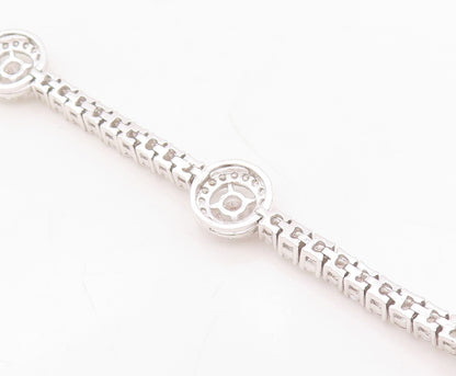 925 Sterling Silver Vintage Bracelet Minimalist CZ Halo Ring Band  BT10757