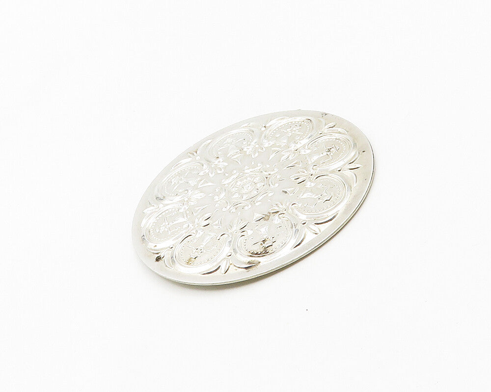 TOWLE 925 Sterling Silver  Vintage Shiny Floral Pattern Round Pendant  PT14812