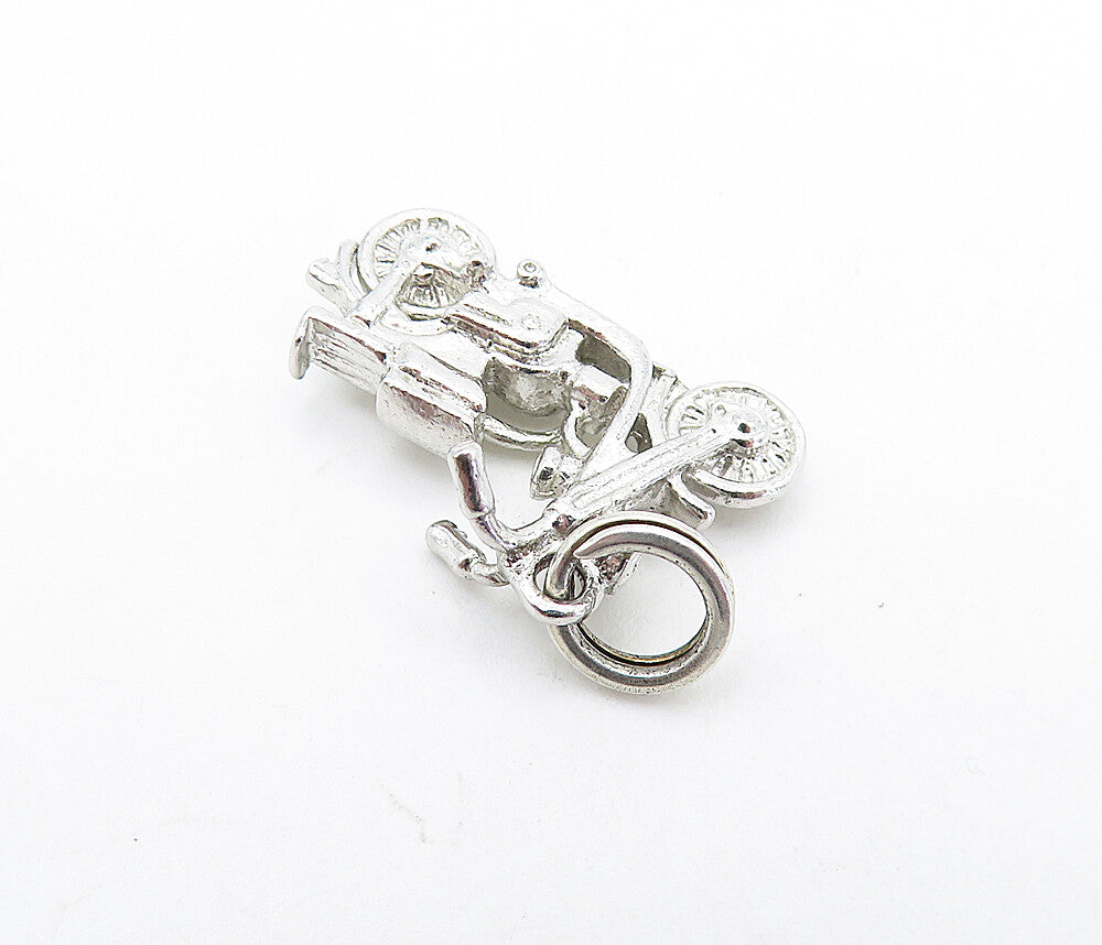 925 Sterling Silver  Vintage Shiny Petite Motorcycle Motif Pendant  PT4239