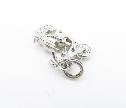 925 Sterling Silver  Vintage Shiny Petite Motorcycle Motif Pendant  PT4239