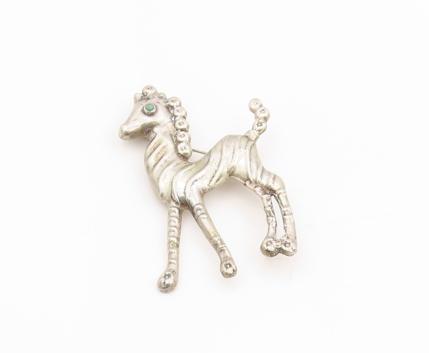 925 Sterling Silver Vintage Brooch MEXICO Antique Turquoise Eyed Horse  BP12015