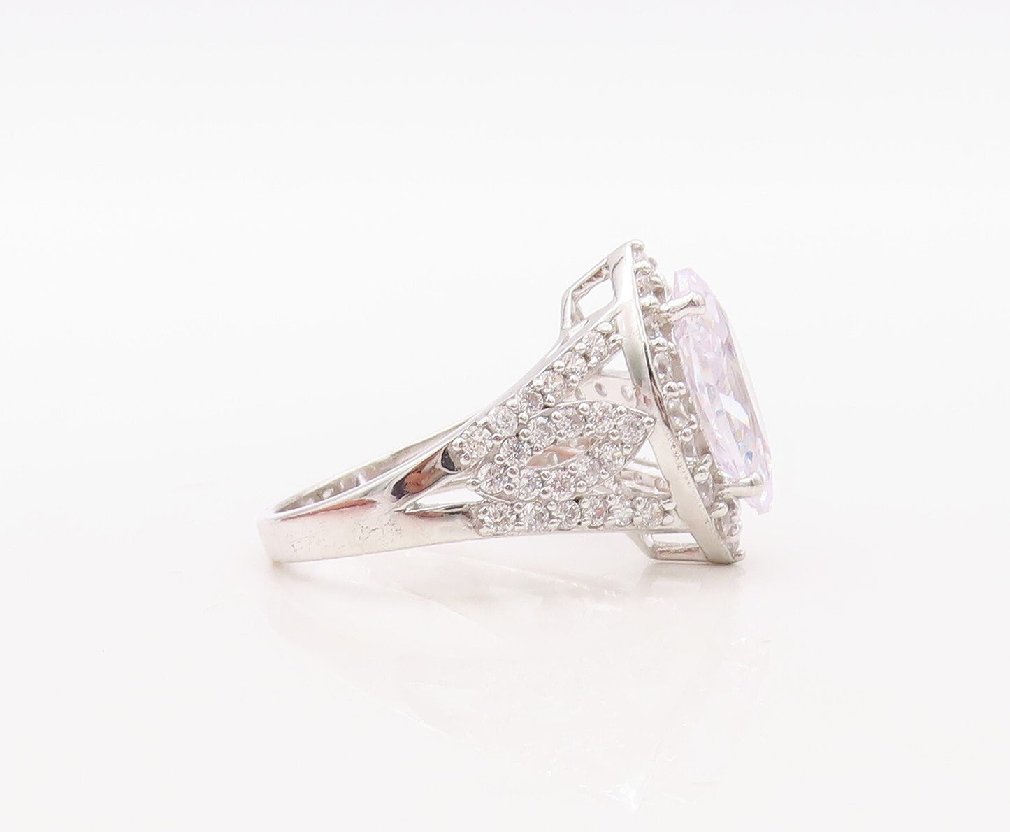 925 Sterling Silver Vintage Ring Designer Marquise Cut CZ Inlay  Sz 7  RG30848