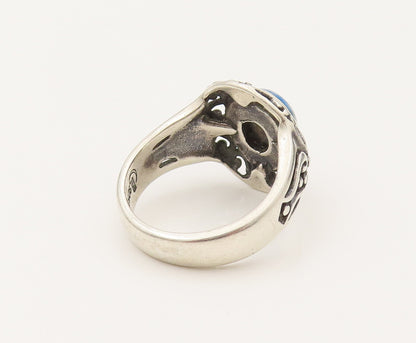 CAROLYN POLLACK 925 Silver  Vintage Floral & Swirl Sodalite Ring Sz 8  RG26402