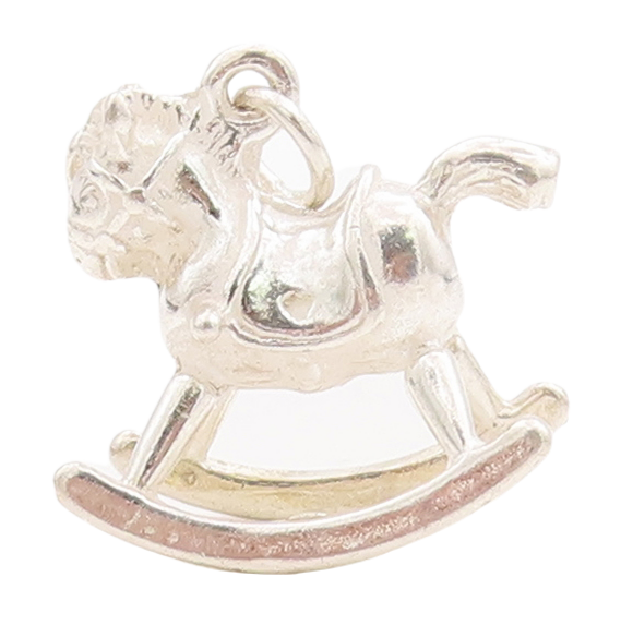 925 Sterling Silver Vintage Pendant Mini Rocking Horse Char Charm  PT23467