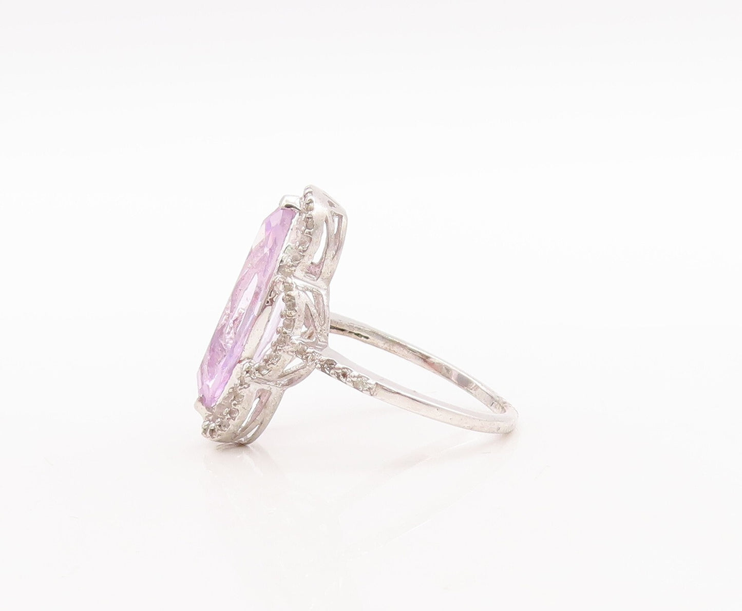 925 Sterling Silver Vintage Ring Marquise Cut Amethyst & Topaz  Sz 7.5  RG29520