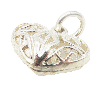 925 Sterling Silver  Vintage Petite Love Heart Swirl Cage Pendant   PT9131