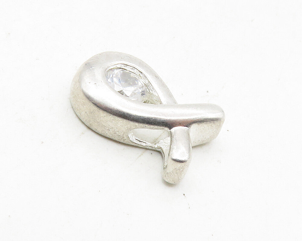 925 Sterling Silver  Topaz Petite Smooth Ribbon Design Slide  Pendant  PT7206